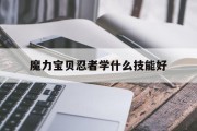 魔力宝贝忍者学什么技能好(魔力宝贝怀旧忍者技能学哪些)