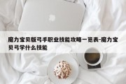 魔力宝贝版弓手职业技能攻略一览表-魔力宝贝弓学什么技能