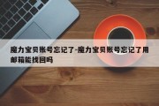 魔力宝贝账号忘记了-魔力宝贝账号忘记了用邮箱能找回吗