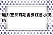 魔力宝贝前期需要注意小技巧(魔力宝贝前期需要注意小技巧嘛)