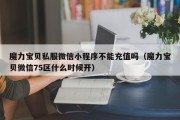 魔力宝物私服微信小法式不克不及充值吗（魔力宝物微信75区什么时候开）