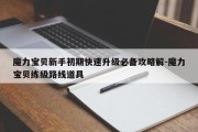 魔力宝贝新手初期快速升级必备攻略解-魔力宝贝练级路线道具