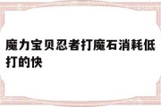 魔力宝贝忍者打魔石消耗低打的快(魔力宝贝忍者打魔石消耗低打的快怎么办)