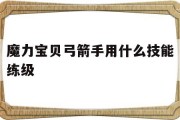 魔力宝贝弓箭手用什么技能练级(魔力宝贝弓箭手用什么技能练级快)