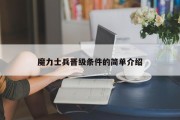 魔力兵士晋级前提的简单介绍